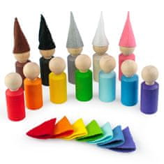 Ulanik Montessori dřevěná hračka "Peg Dolls with Hats small"