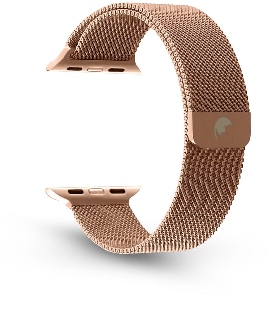 RhinoTech ocelový řemínek milánský tah pro Apple Watch 38/40/41 mm, RTACC218, růžově-zlatý