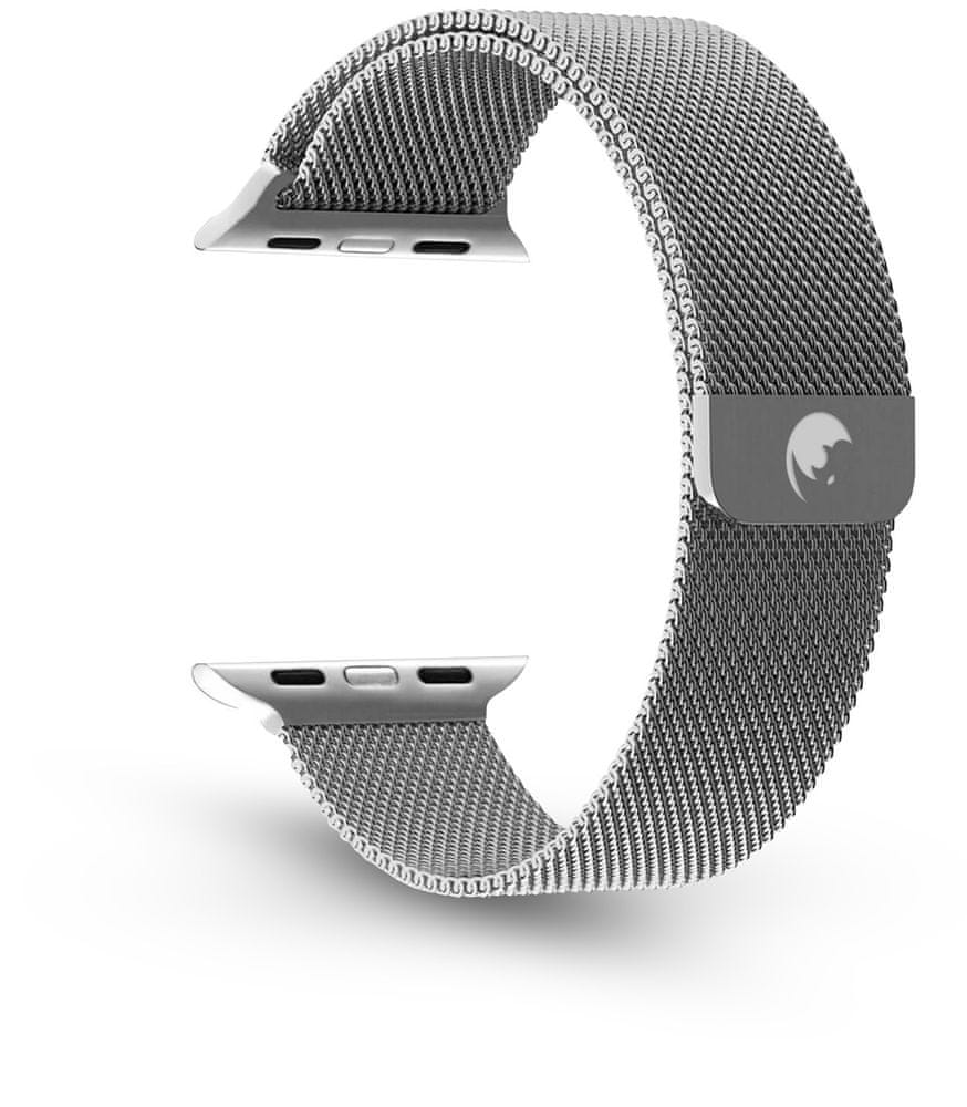 RhinoTech ocelový řemínek milánský tah pro Apple Watch 38/40/41 mm, RTACC219, stříbrný