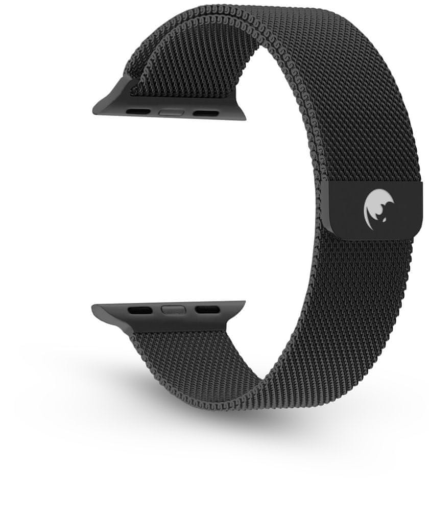 RhinoTech ocelový řemínek milánský tah pro Apple Watch 42/44/45 mm, RTACC220, černý