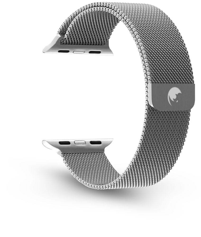 RhinoTech ocelový řemínek milánský tah pro Apple Watch 42/44/45 mm, RTACC222, stříbrný - rozbaleno