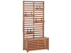 Beliani Zahradní lavice z akátového dřeva s úložným prostorem a stěnou 80 cm MATINO