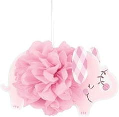 Unique Baby shower Slon růžový - Dekorace závěsná 23 cm 3 ks