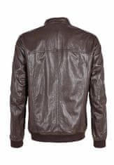 Gipsy Tmavě hnědá pánská kožená bunda GMStence s úplety, velké velikosti