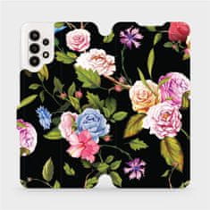 Mobiwear Flip pouzdro na mobil Samsung Galaxy A13 - VD07S Růže a květy na černém pozadí