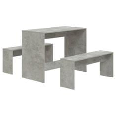 shumee 3dílný jídelní set betonově šedý dřevotříska
