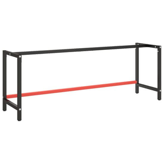 Greatstore Rám pracovního stolu matně černý a matně červený 220x57x79 cm