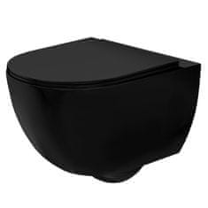 REA Závěsná WC mísa CARLO Mini Rimless Flat - matná černá