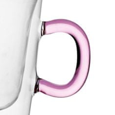 Homla CEMBRA Termo sklenice s růžovou rukojetí 2 ks. 0,28 l