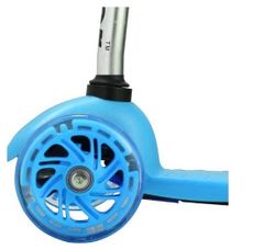 Koloběžka tříkolová MINI SCOOTER se svítícími kolečky, modrá H-026-MO