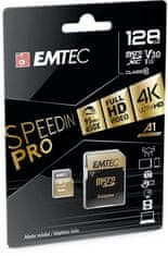 Emtec Paměťová karta "SpeedIN", microSDXC, 128GB, UHS-I/U3/V30/A2, 100/95 MB/s, adaptér, ECMSDM128GX