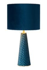 LUCIDE  Stolní lampa Velvet Turquoise Blue, průměr 25cm