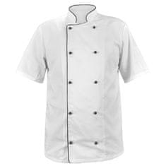 M&C - Modern Company Bílá kuchařská blůza s černým lemováním, kabát s krátkým rukávem - S