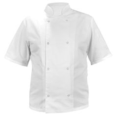 M&C - Modern Company Bílá kuchařská blůza se zapínáním na patentky, krátké rukávy - 3XL