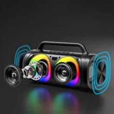 shumee Bezdrátový reproduktor bluetooth 5.1 s barevným LED osvětlením černý