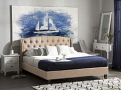 Beliani Čalouněná béžová postel 140 x 200 cm BORDEAUX