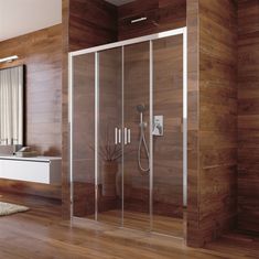 Mereo Lima sprchové dveře zasunovací, čtyřdílné, 140x190, chrom, sklo čiré 6 mm CK80443K - Mereo
