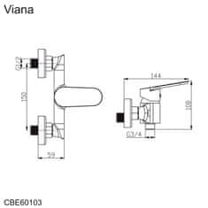 Mereo Viana sprchová baterie nástěnná 150 mm bez příslušenství CBE60103 - Mereo
