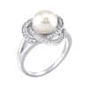 Stříbrný prsten Laguna s pravou přírodní bílou perlou LPS0044W (Obvod 53 mm)