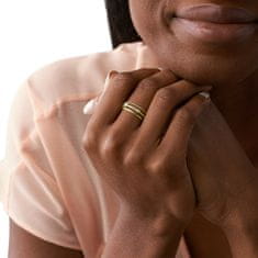 Fossil Luxusní pozlacený prsten s krystaly JF03801710 (Obvod 50 mm)