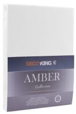 DecoKing Bavlněné jersey prostěradlo s gumou Amber bílé, velikost 140-160x200+30
