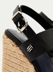 Tommy Hilfiger Černé dámské kožené sandálky na klínku Tommy Hilfiger 37