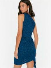 Trendyol Tmavě modré dámské vzorované pouzdrové šaty s nařasením Trendyol M
