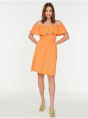 Trendyol Oranžové dámské šaty s odhalenými rameny Trendyol S