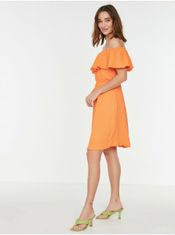 Trendyol Oranžové dámské šaty s odhalenými rameny Trendyol S