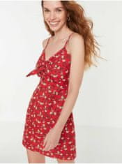 Trendyol Červené dámské květované krátké šaty na ramínka Trendyol L