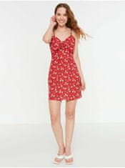 Trendyol Červené dámské květované krátké šaty na ramínka Trendyol L