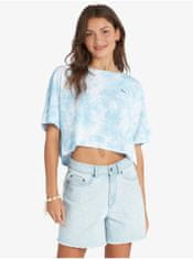 Roxy Bílo-modré dámské vzorované cropped tričko Roxy Happy Palm XL