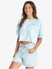 Roxy Bílo-modré dámské vzorované cropped tričko Roxy Happy Palm XL