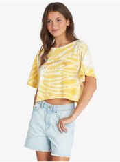 Roxy Bílo-žluté dámské vzorované cropped tričko Roxy Aloha M