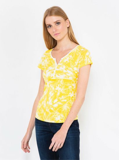 Camaïeu Žluté květované tričko CAMAIEU