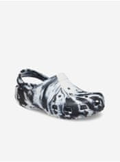 Crocs Bílo-černé dětské vzorované pantofle Crocs Classic Marbled Clog 33-34