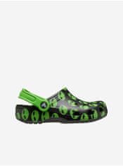 Crocs Zeleno-černé vzorované dětské pantofle Crocs Classic 28-29