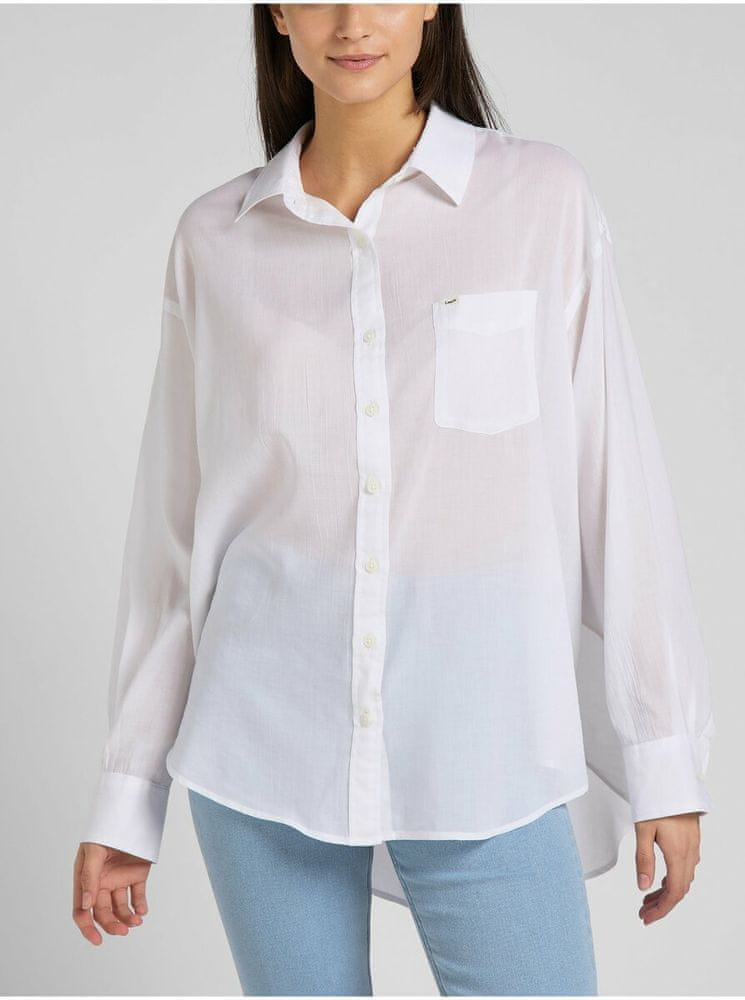 Hurricane Applying Perennial Lee Bílá dámská volná košile s prodlouženou zadní částí Lee | MALL.CZ
