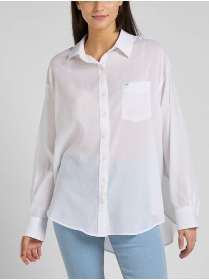 Lee Bílá dámská volná košile s prodlouženou zadní částí Lee