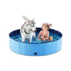 Pawly Víceúčelový skládací a přenosný bazén, bez nafukování, pro děti nebo psy, odolný vůči drápům a škrábancům, protiskluzová ochrana, ideální osvěžení ve horkých dnech, 80 cm, výpustný uzáver, PawlyPool1