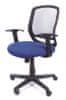 Kancelářská židle "Fun", s područkami, modré čalounění, síťované opěradlo, černý podstavec, 11426 BLUE