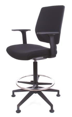 MAYAH Pracovní židle "Tall", s držákem na nohy, s kluzáky, černé čalounění, vyztužené opěradlo, CM1104BAR