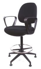 Pracovní židle "Bar", s držákem na nohy, s kluzáky, černé čalounění, vyztužené opěradlo, CM1010BAR