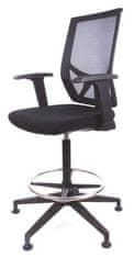 Pracovní židle "Sky", s držákem na nohy, s kluzáky, černé čalounění, síťové opěradlo, CM1105BAR