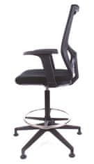 MAYAH Pracovní židle "Sky", s držákem na nohy, s kluzáky, černé čalounění, síťové opěradlo, CM1105BAR