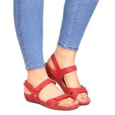 Helios Kožené sandály na suchý zip červené W velikost 41