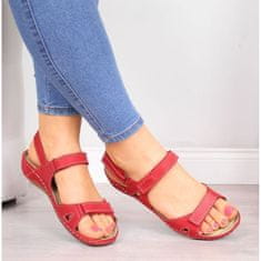 Helios Kožené sandály na suchý zip červené W velikost 39