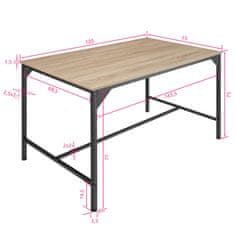 tectake Jídelní stůl Belfast 120x75x75cm - Industrial světlé dřevo, dub Sonoma