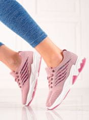 Amiatex Módní dámské tenisky růžové bez podpatku, odstíny růžové, 36