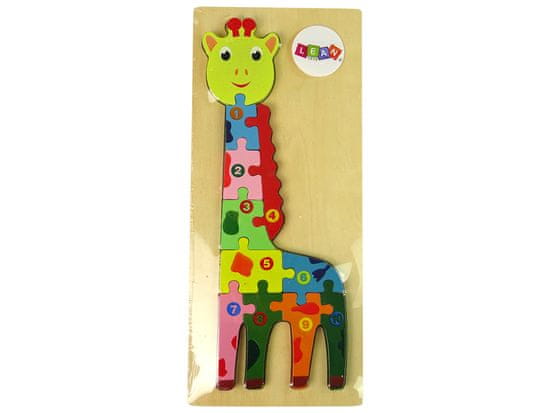 shumee Sada dřevěných puzzle čísel žiraf